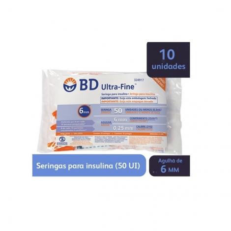 Ser Ins Ultra-Fine 50Ui 6Mm 10Un-Demais Prod